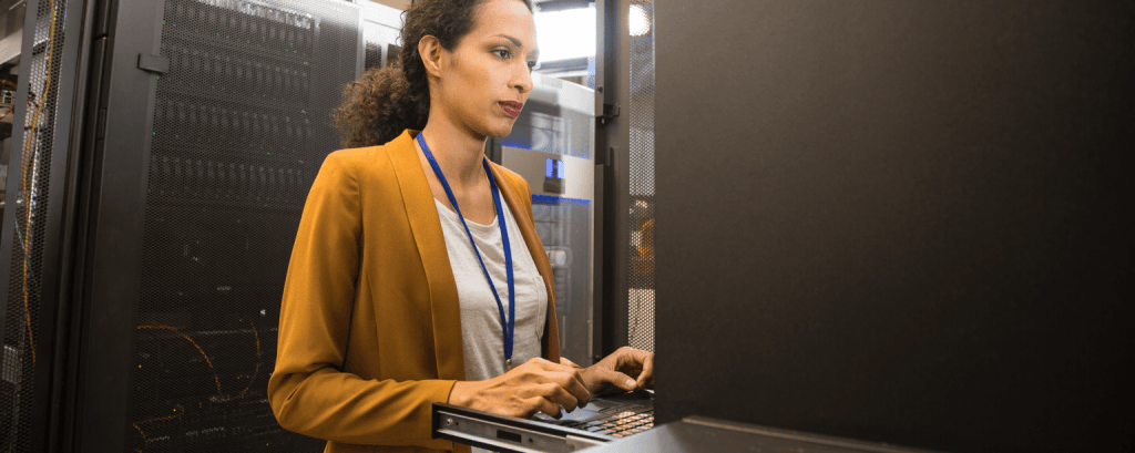 IT professional works on servers