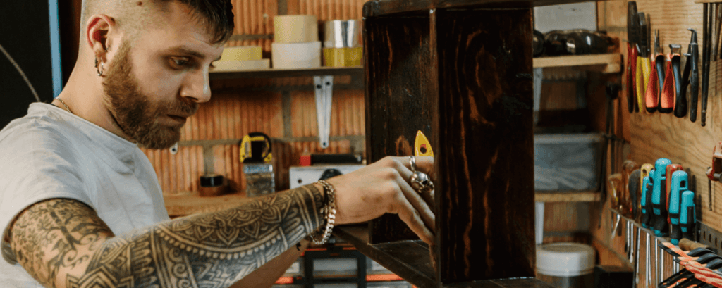 Carpenter stains shelving
