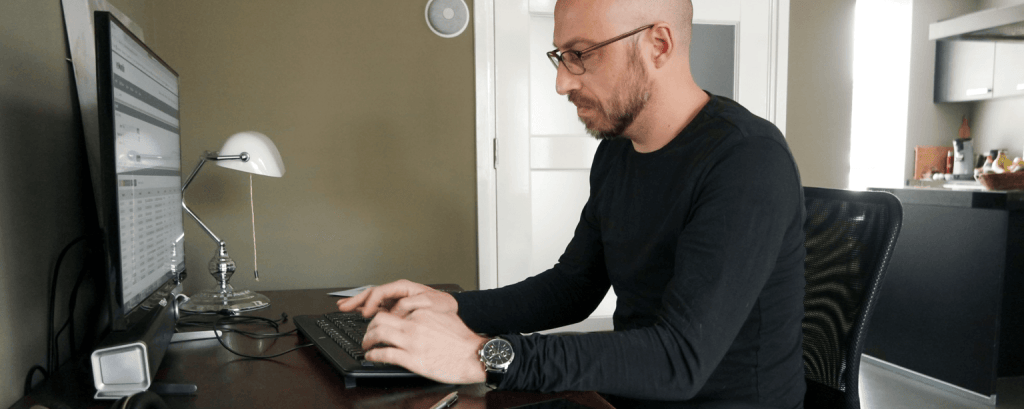 Small business owner works at home