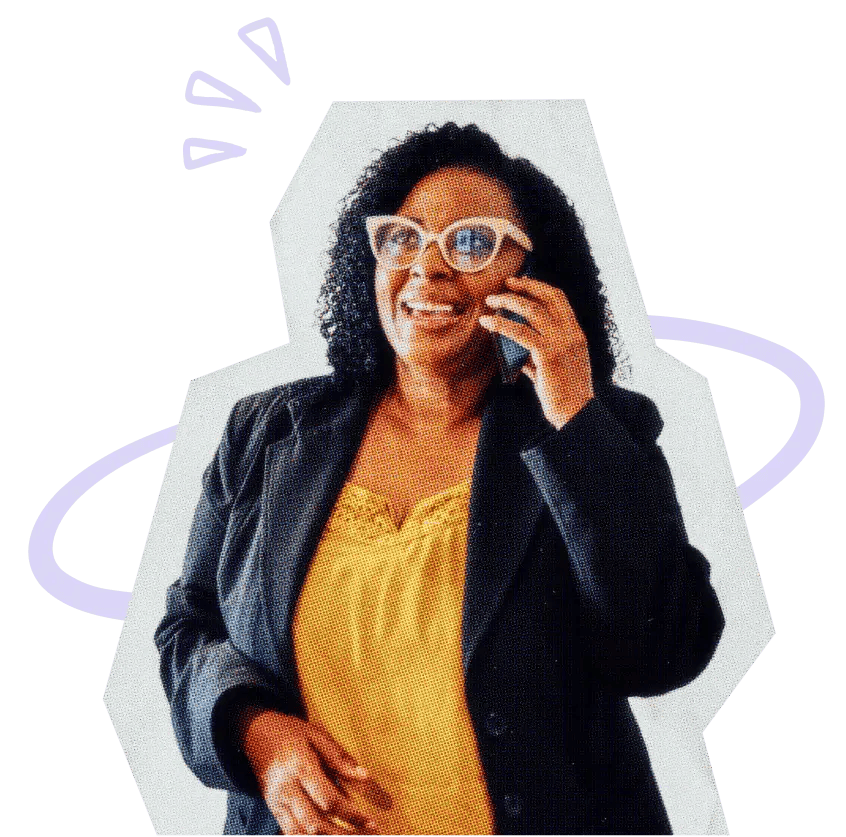 Recruiter talking on a mobile phone.