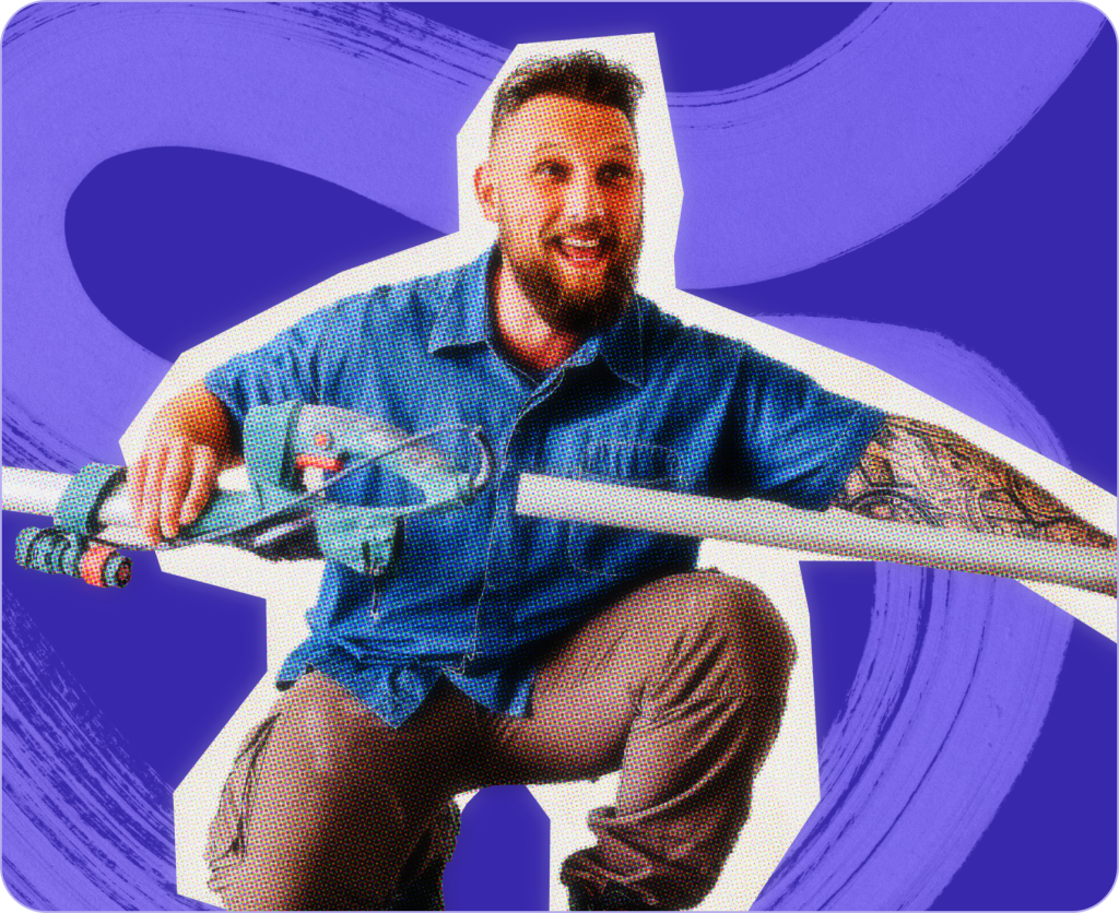 painting contractor with paint sprayer