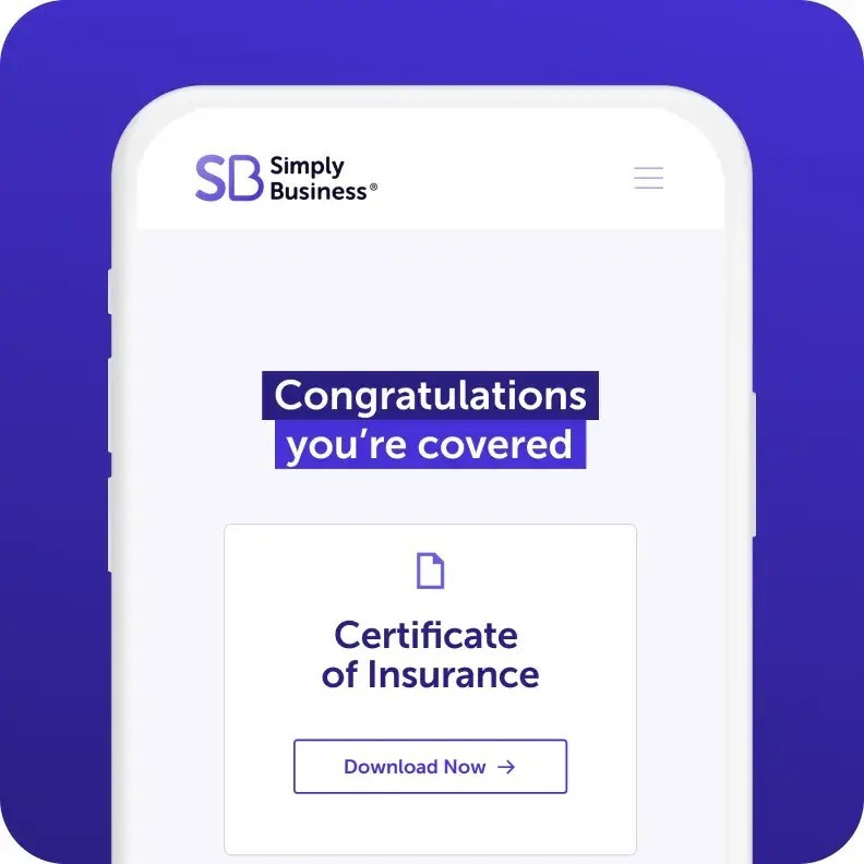 Cellphone graphic depicting an instance proof of insurance 