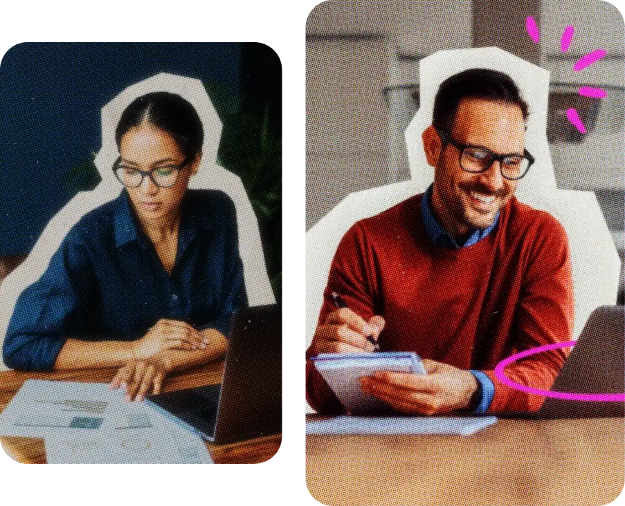 A woman and man doing businesses