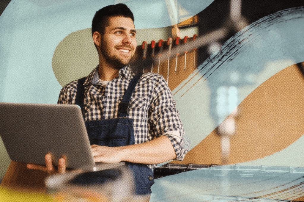 Small business owner working on his laptop