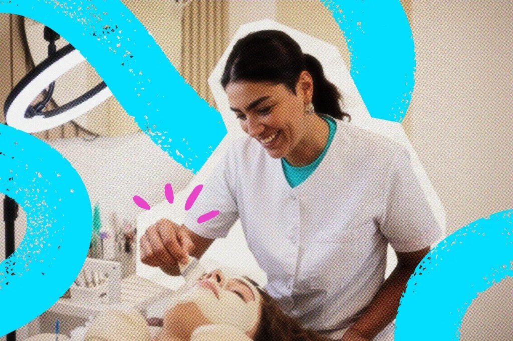 Esthetician working on a client