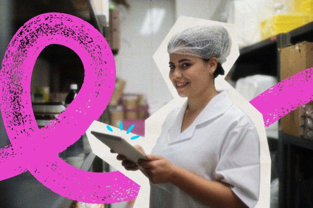 Food service worker conducting a health inspection