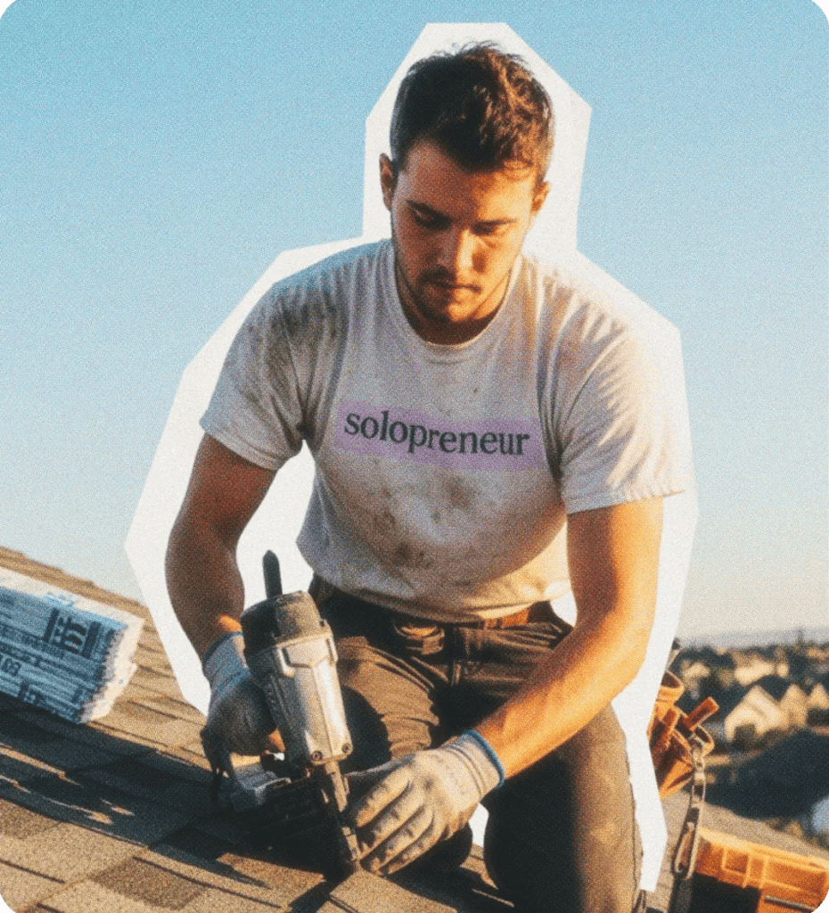 Man doing work on a roof